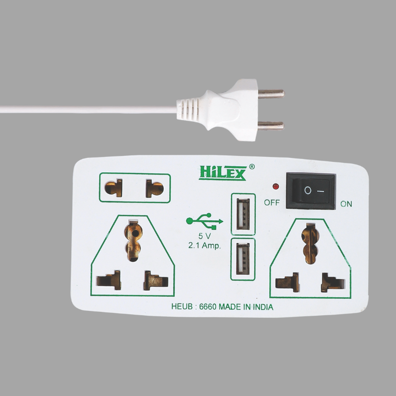 2 Port 2.1 Amp USB With Universal Sockets, HEPL-6660