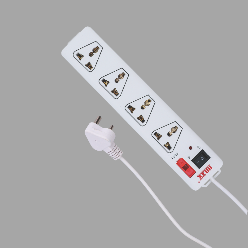 4 Socket 3 Pin Extension Cord With Fuse Light, HEPL-6671