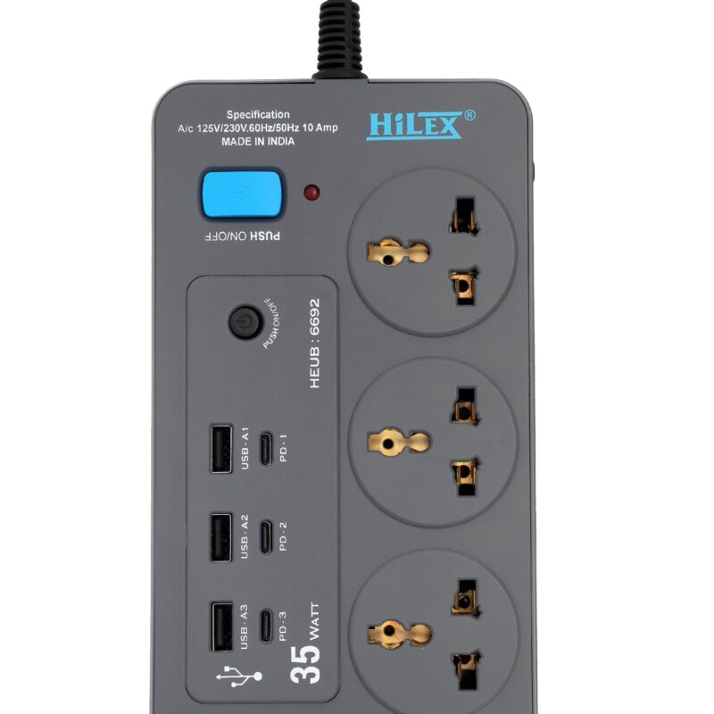 Universal sockets and 6 USB ports,